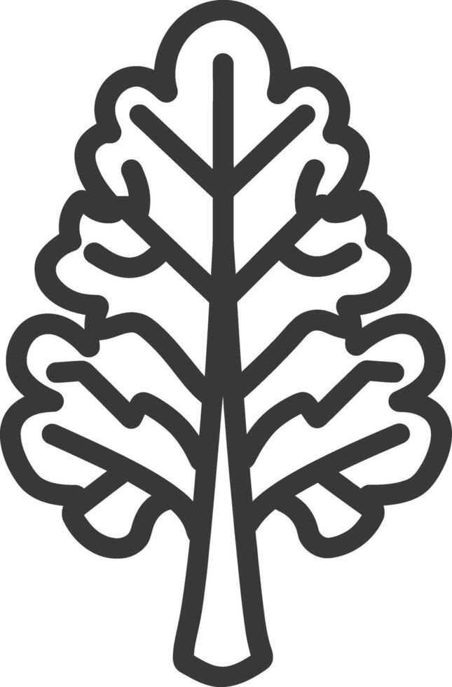 Line Drawing of a Single Kale Leaf vector