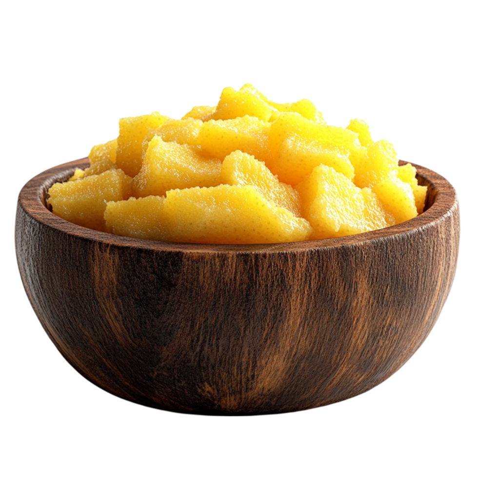 3D Rich Mashed Potatoes in a Wooden Bowl AI-Generativ png