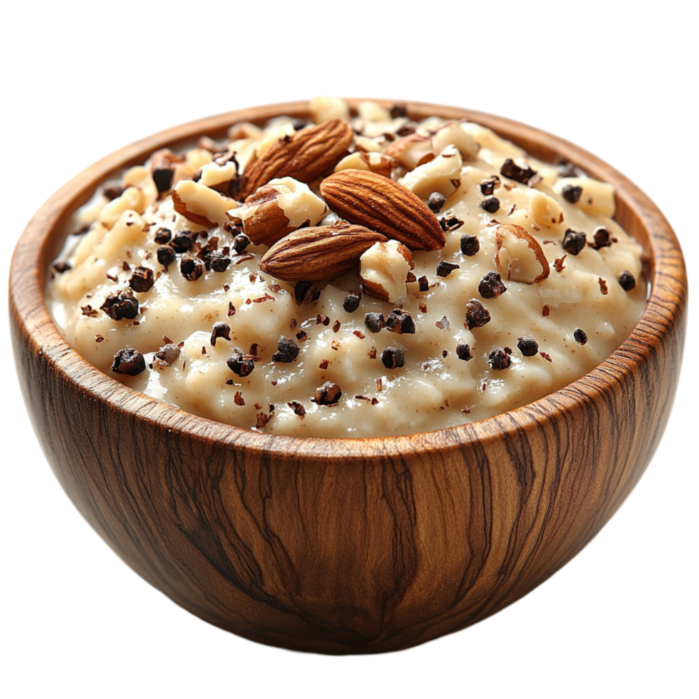 3D Almond Rice Pudding on Transparent Background AI-Generativ png