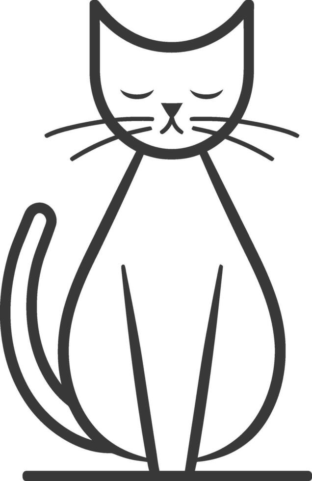 A black and white line drawing of a cat vector