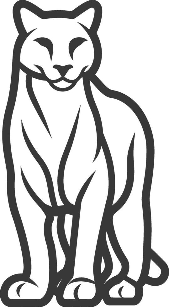 A black and white drawing of a cougar vector
