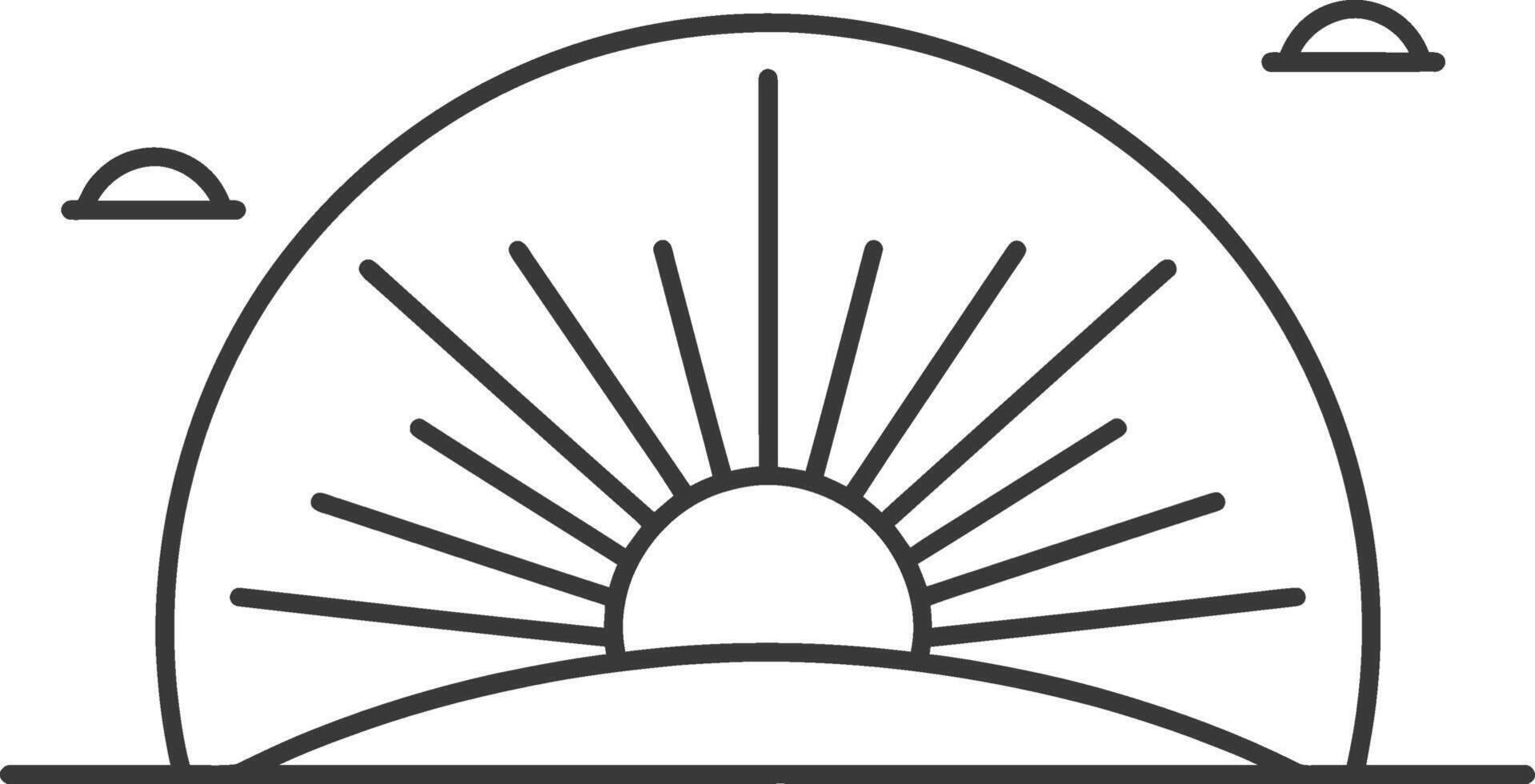 Simple Line Art Illustration of a Sunrise with Clouds vector