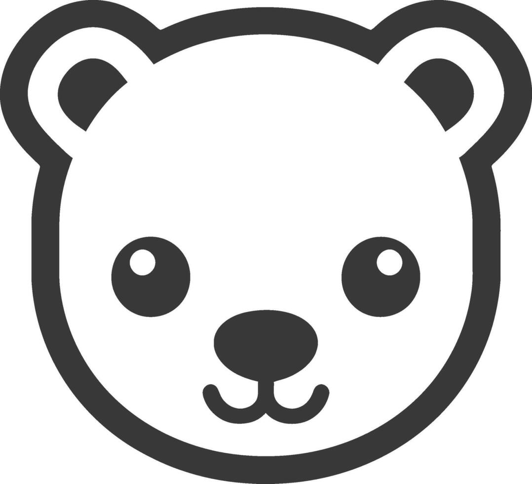 Simple Line Drawing of a Bears Head with Big Eyes vector