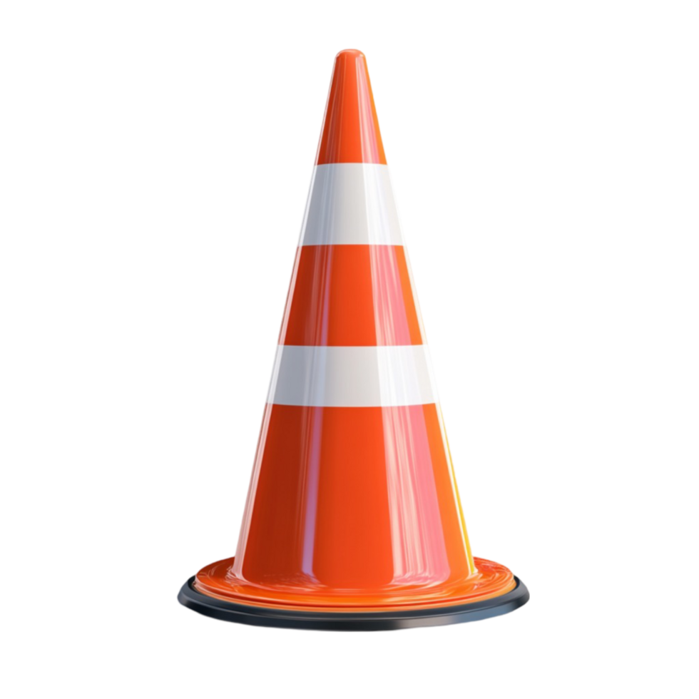 3D Traffic Cone Isolated on Transparent Background png