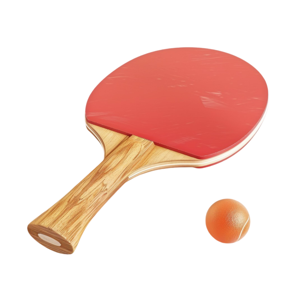 3D Table Tennis Racket and Ball Isolated on Transparent Background png
