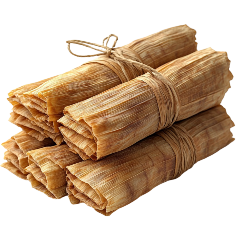 3D Colorful Corn Husk Bundle on Transparent Background AI-Generativ png