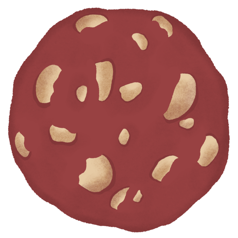 Red velvet and macadamia nuts cookie hand draw. png