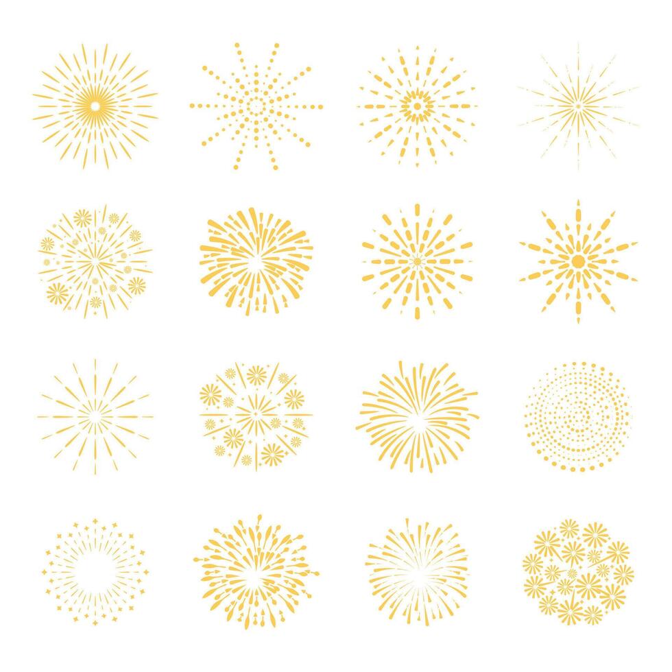 fireworks collection with flat color concept vector