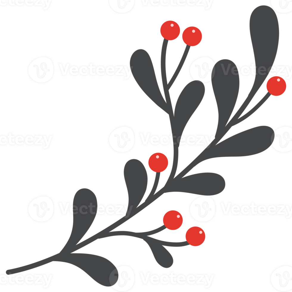 Red berry, Christmas decorations, cartoon png