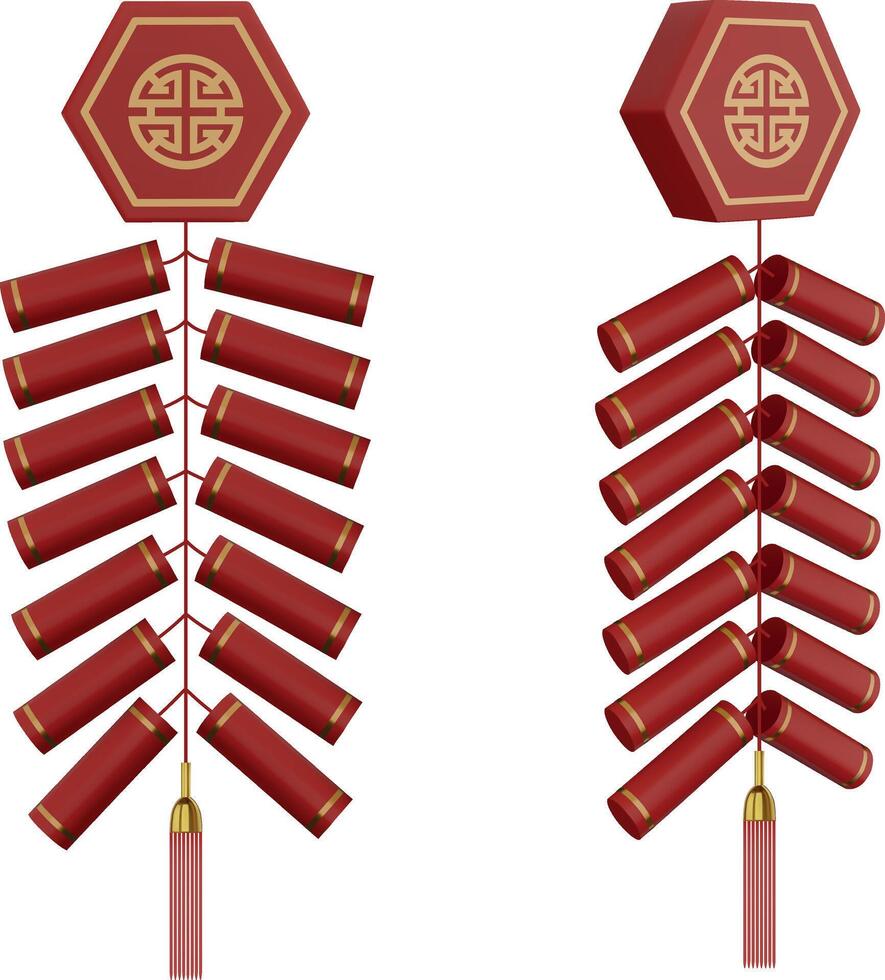 isolated 3d firecrackers. realistic chinese new year firecrackers vector
