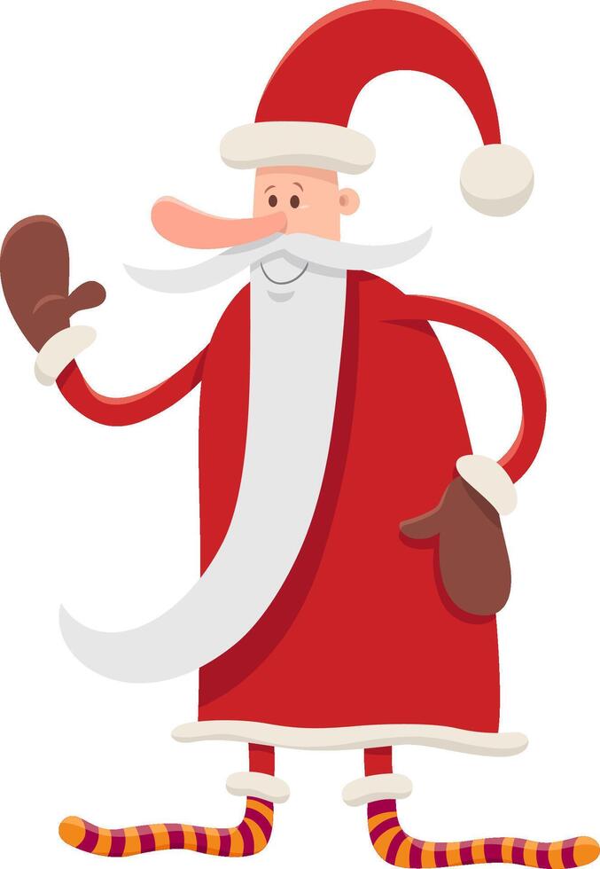 funny cartoon Santa Claus character on Christmas time vector