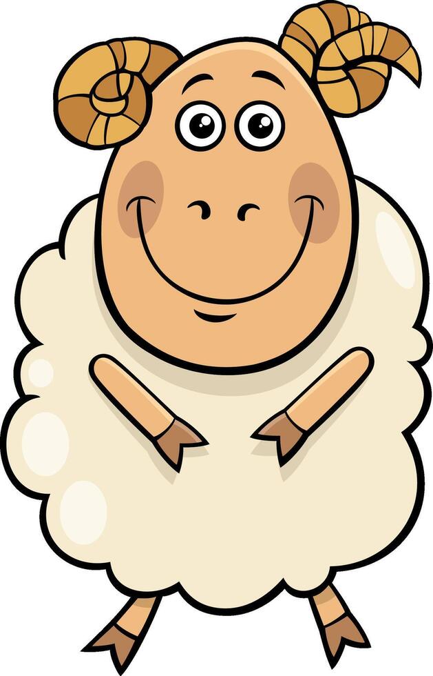 happy cartoon ram farm animal character vector