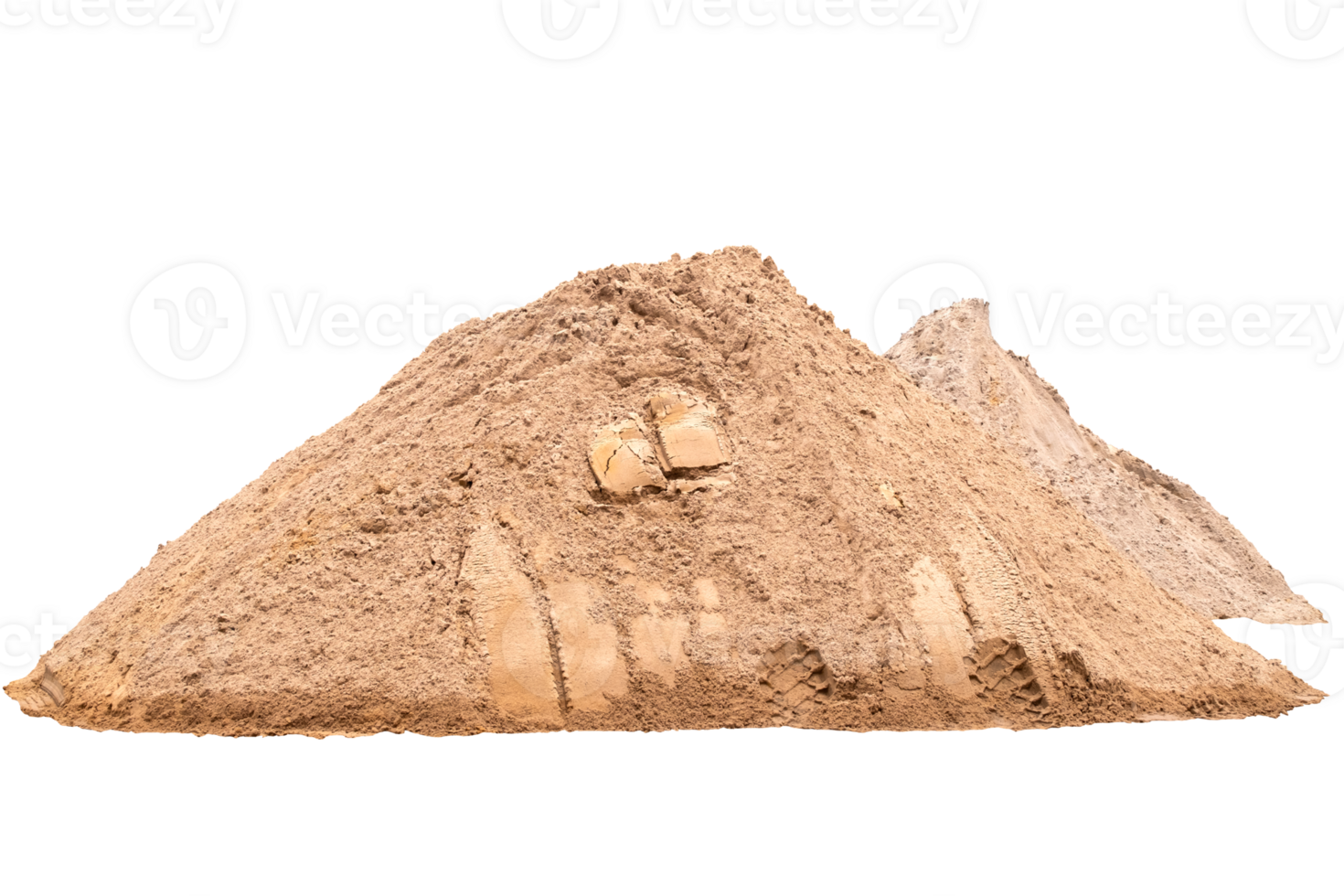 Pile of isolated sand. Pile of fine light yellow sand isolated on transparent background. File png