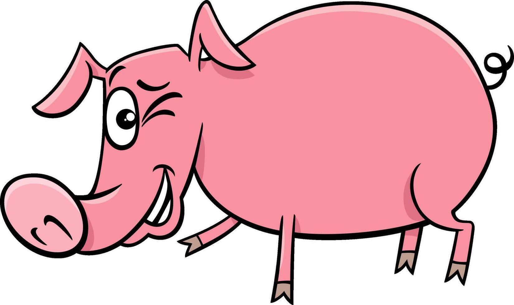 cartoon pig or piglet farm animal character vector