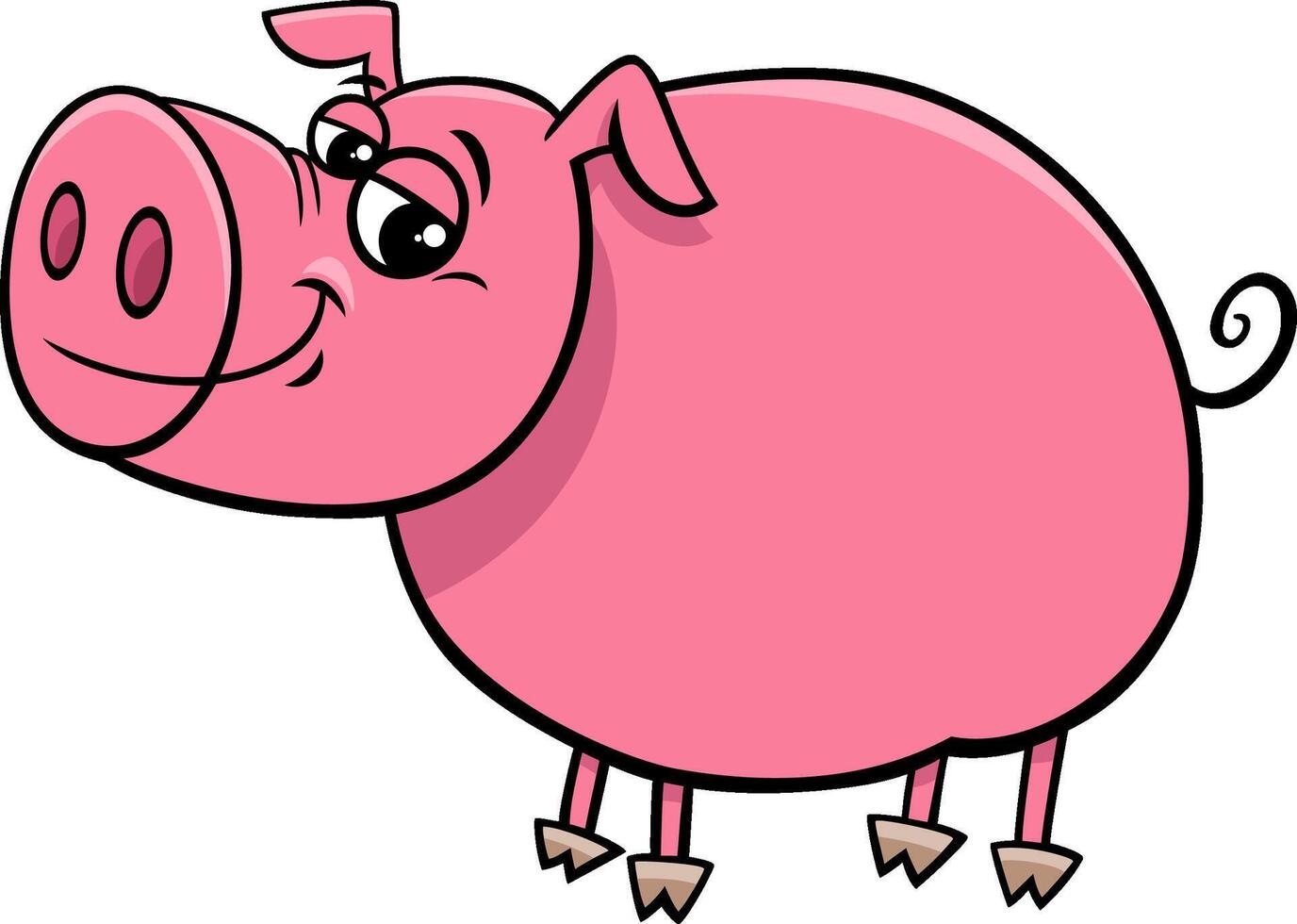 happy pig animal character cartoon illustration vector