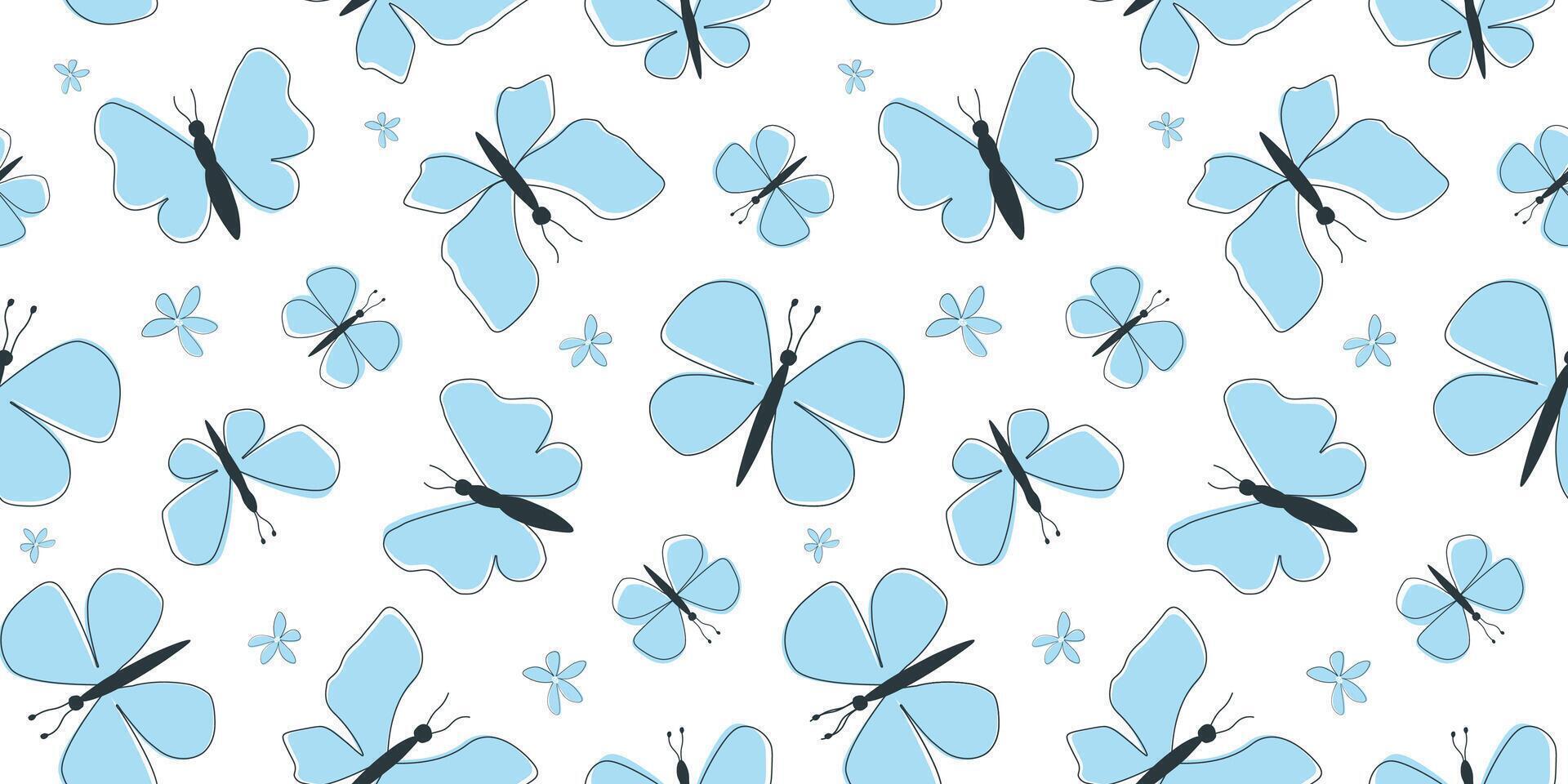 Seamless pattern with abstract silhouettes of butterflies. Summer soft print. vector