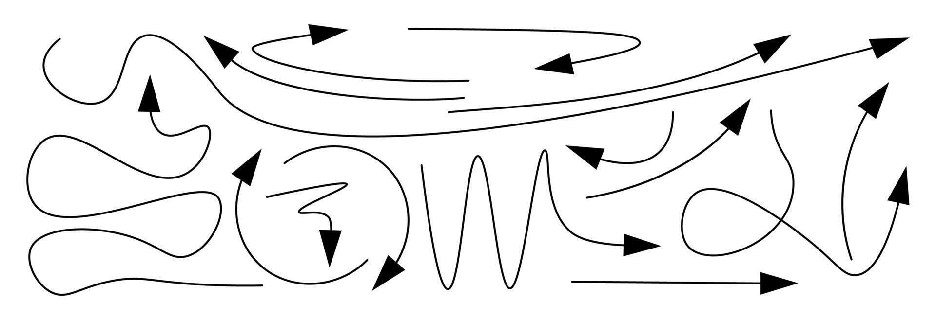 A set of black movement arrows. vector