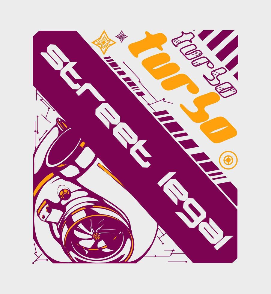 Turbo Machine Futuristic design illustration for tshirt print, poster, sticker and other vector