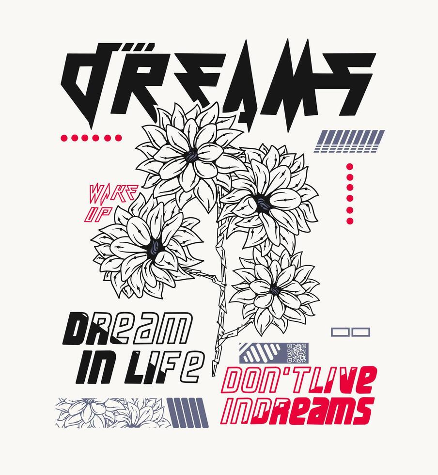 Dreams. Flower design illustration for tshirt print, poster design, and. other creative use vector