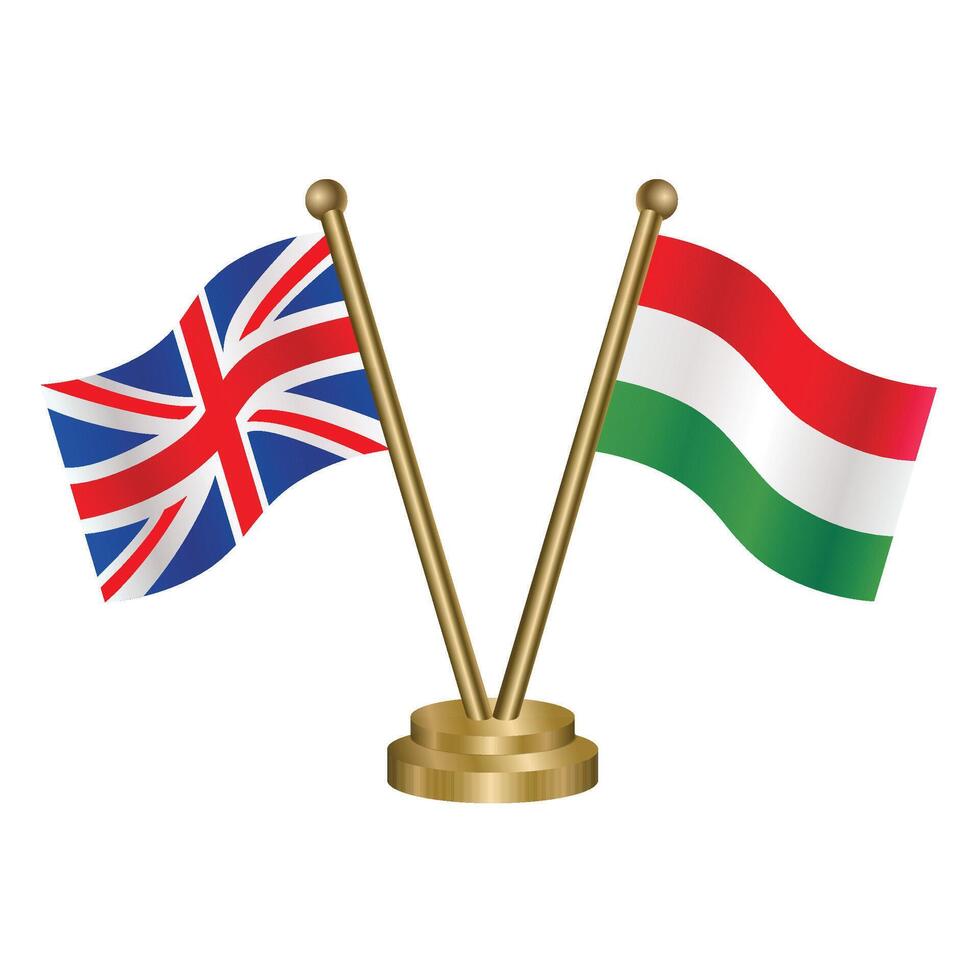 United Kingdom and Hungary table flag. Illustration vector