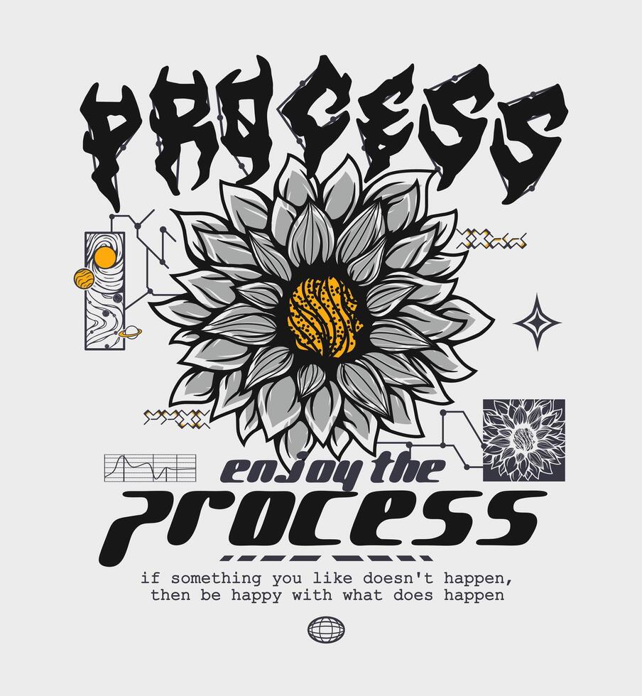 Flower Futuristic design illustration for tshirt print, poster, sticker and other creative use vector