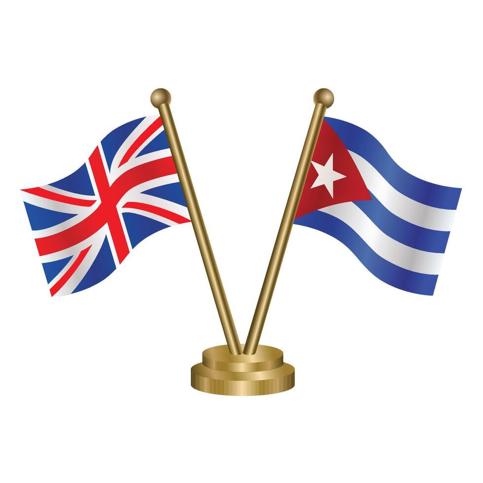 United Kingdom and Cuba table flag. Illustration vector