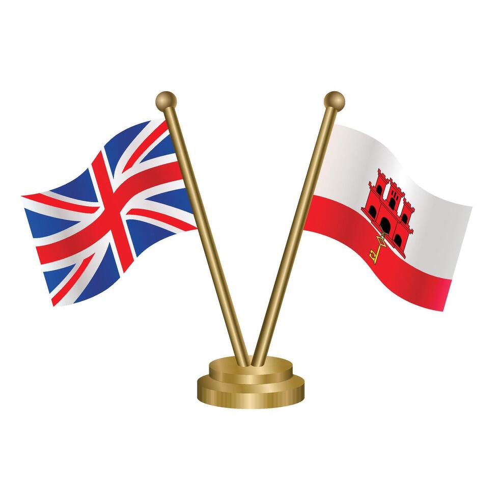 United Kingdom and Gibraltar table flag. Illustration vector