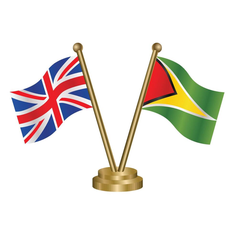 United Kingdom and Gunaya table flag. Illustration vector