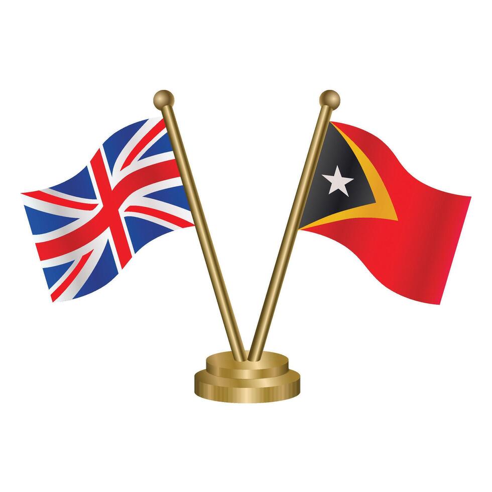 United Kingdom and East Timor table flag. Illustration vector