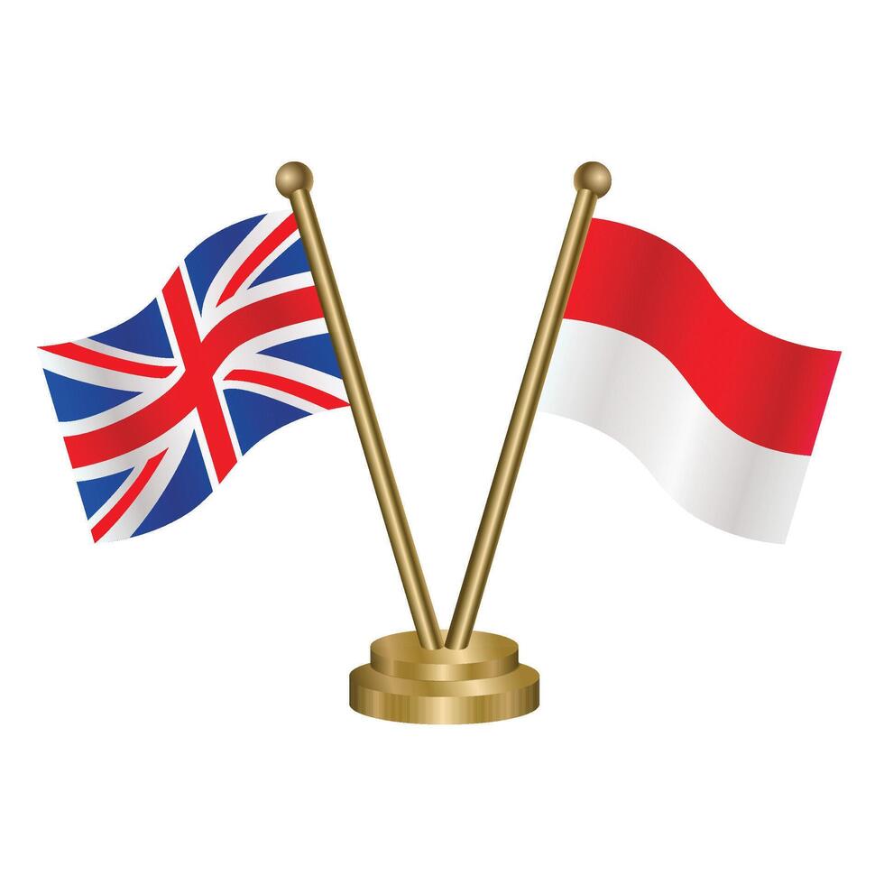 United Kingdom and Indonesia table flag. Illustration vector