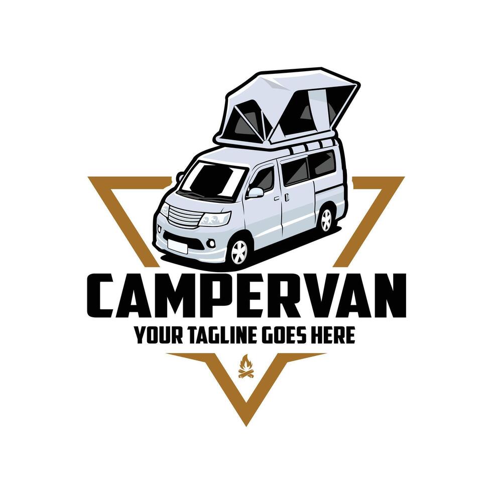 Campervan Motorhome Caravan RV Logo Template Set Isolated vector
