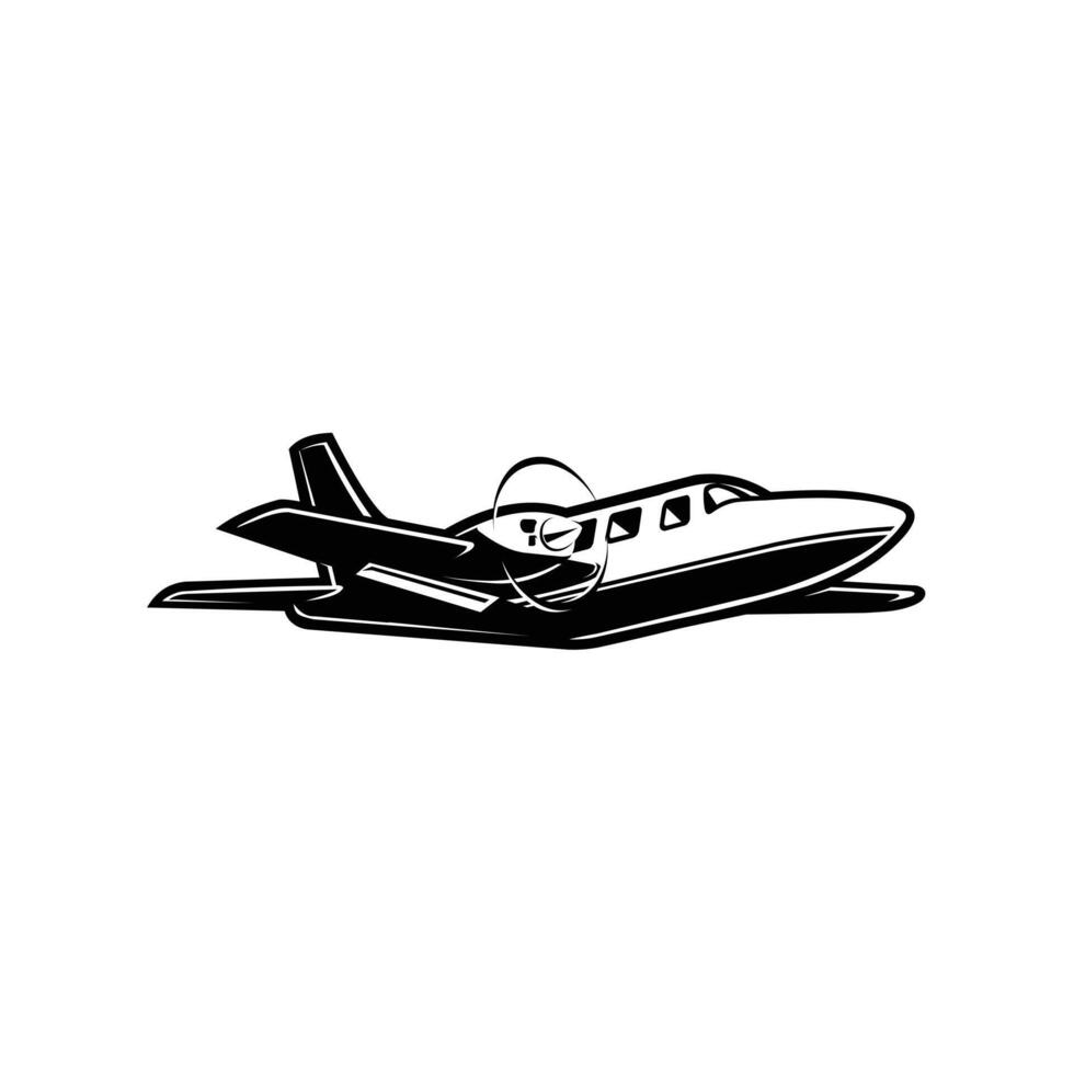 Light Aircraft Monochrome Isolated. Small Plane Silhouette Icon vector