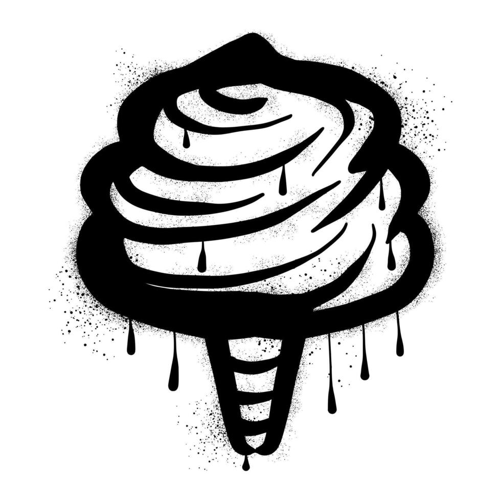 Drawing cotton candy graffiti with black spray paint vector
