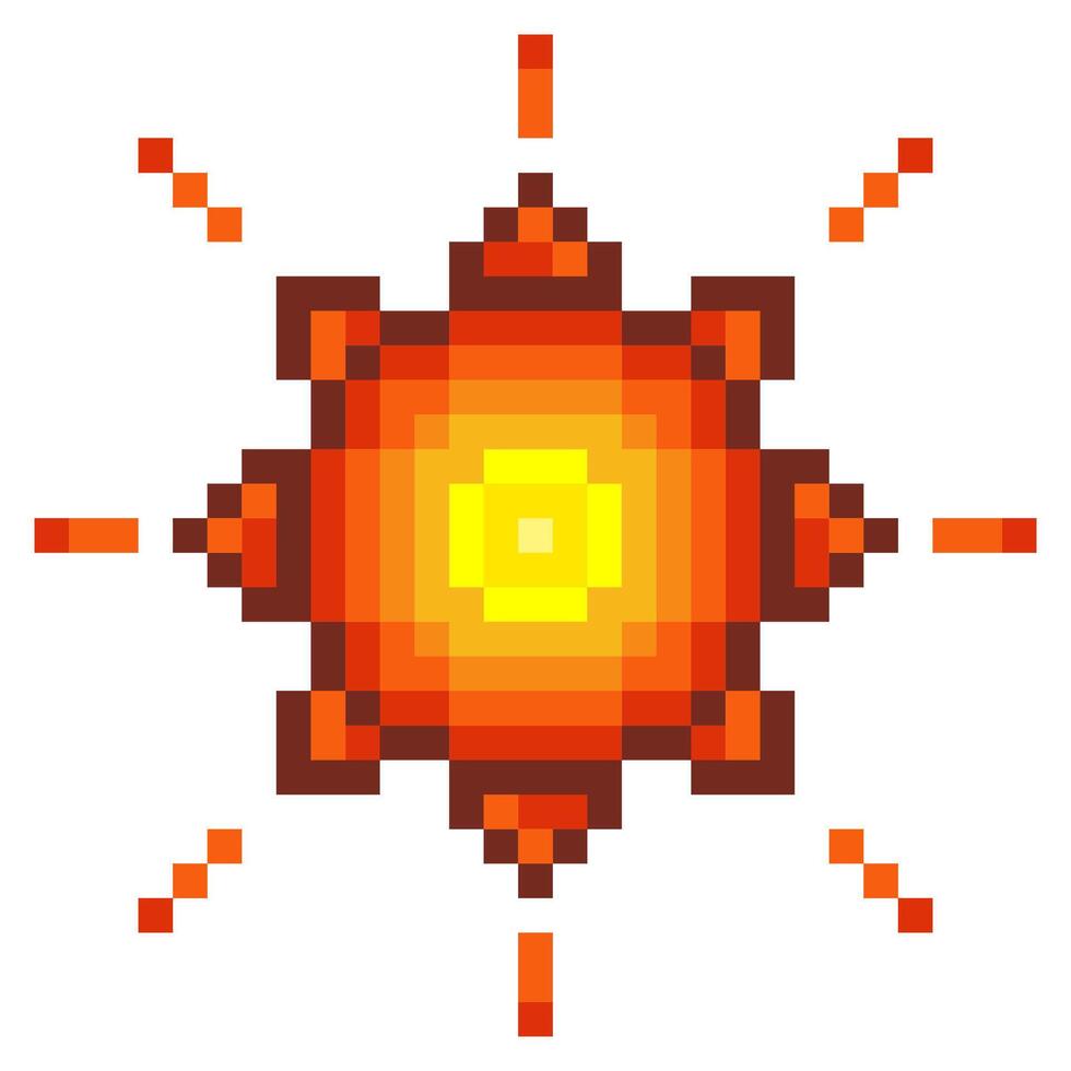 Sun in pixel art style vector