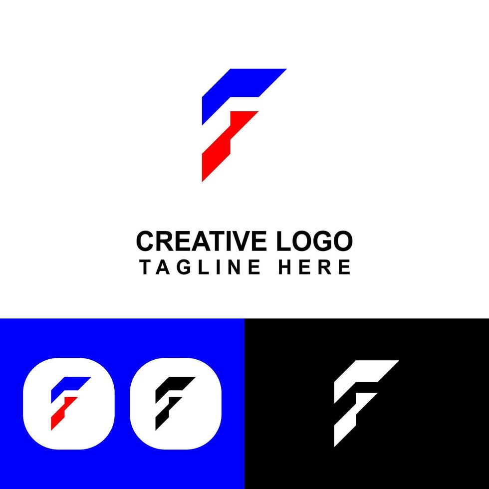 Graphic logo F. Red and blue theme as color example. vector