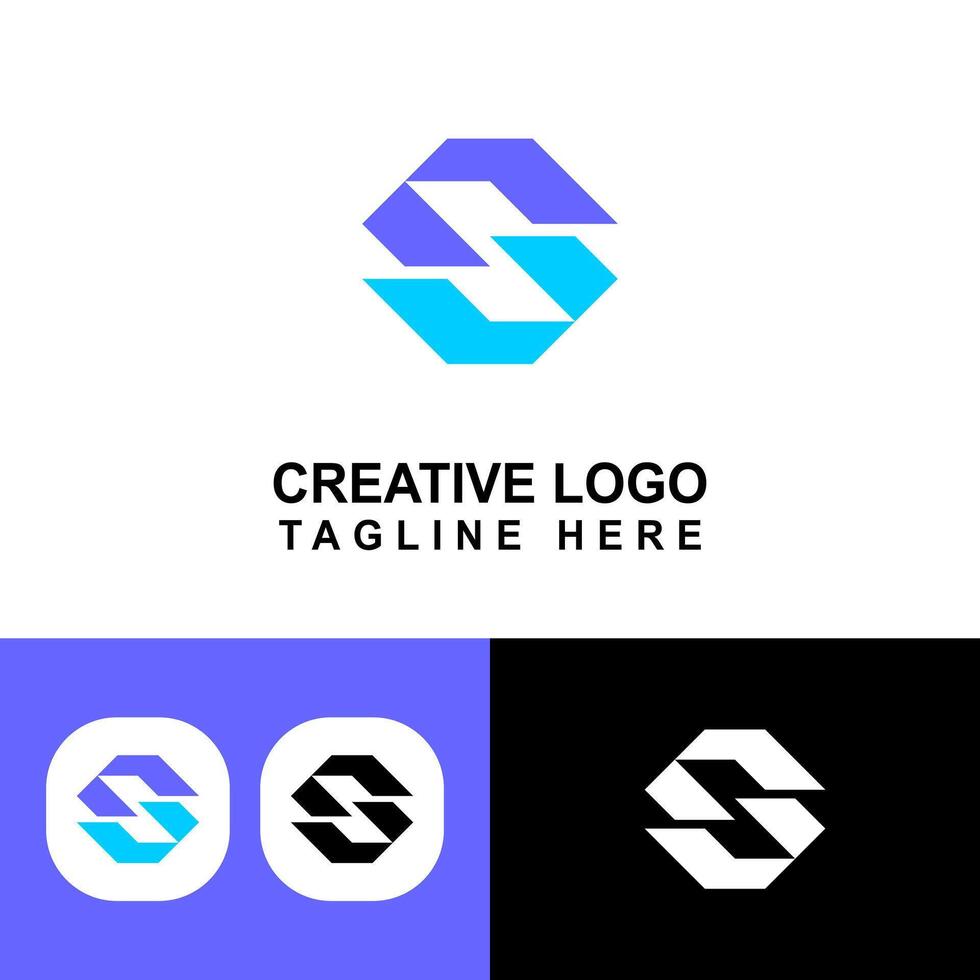 S monogram logo with electric blue and sky blue. vector