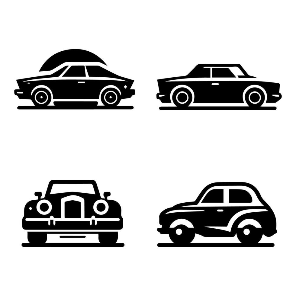 Timeless Classic Car Silhouettes Perfect for Logos T Shirts and Retro Artwork vector