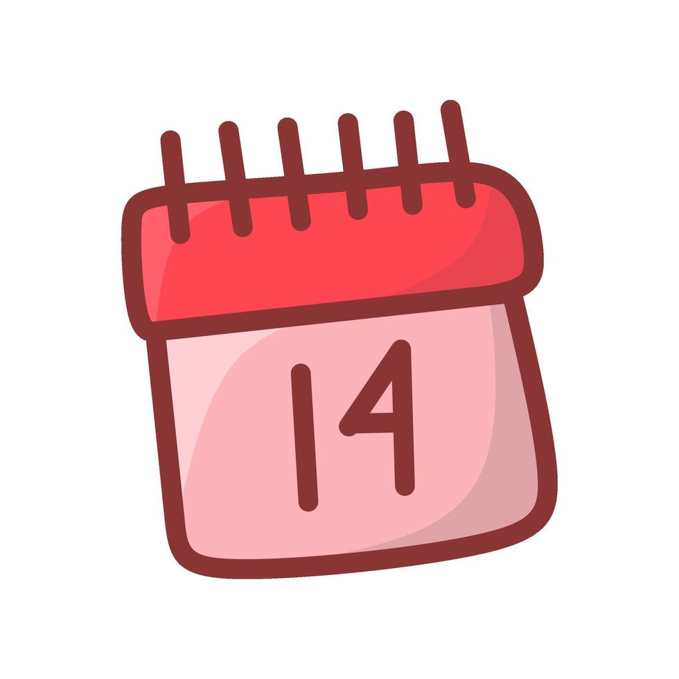 Simple and stylish calendar illustration highlighting February 14, representing Valentine's Day. Ideal for event reminders, calendars, and holiday promotions. vector