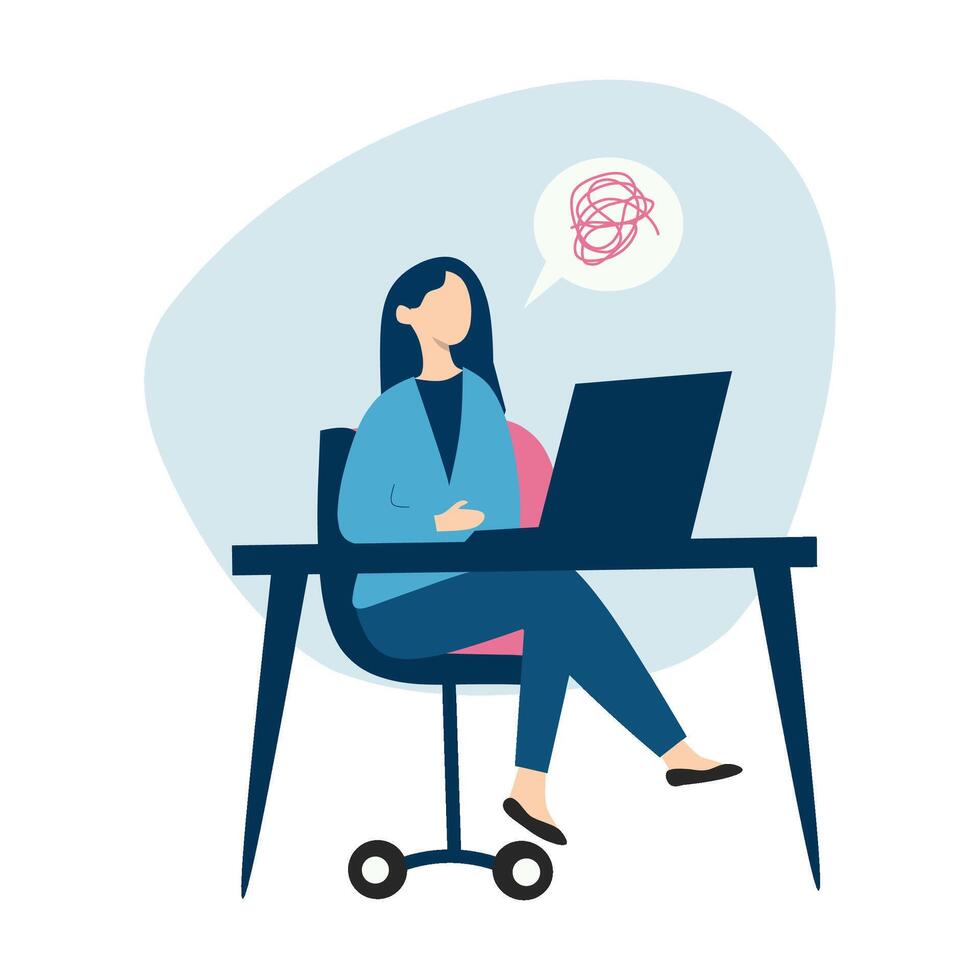 Clean flat of a female coder typing on her laptop, symbolizing efficiency and modern tech skills in business. vector