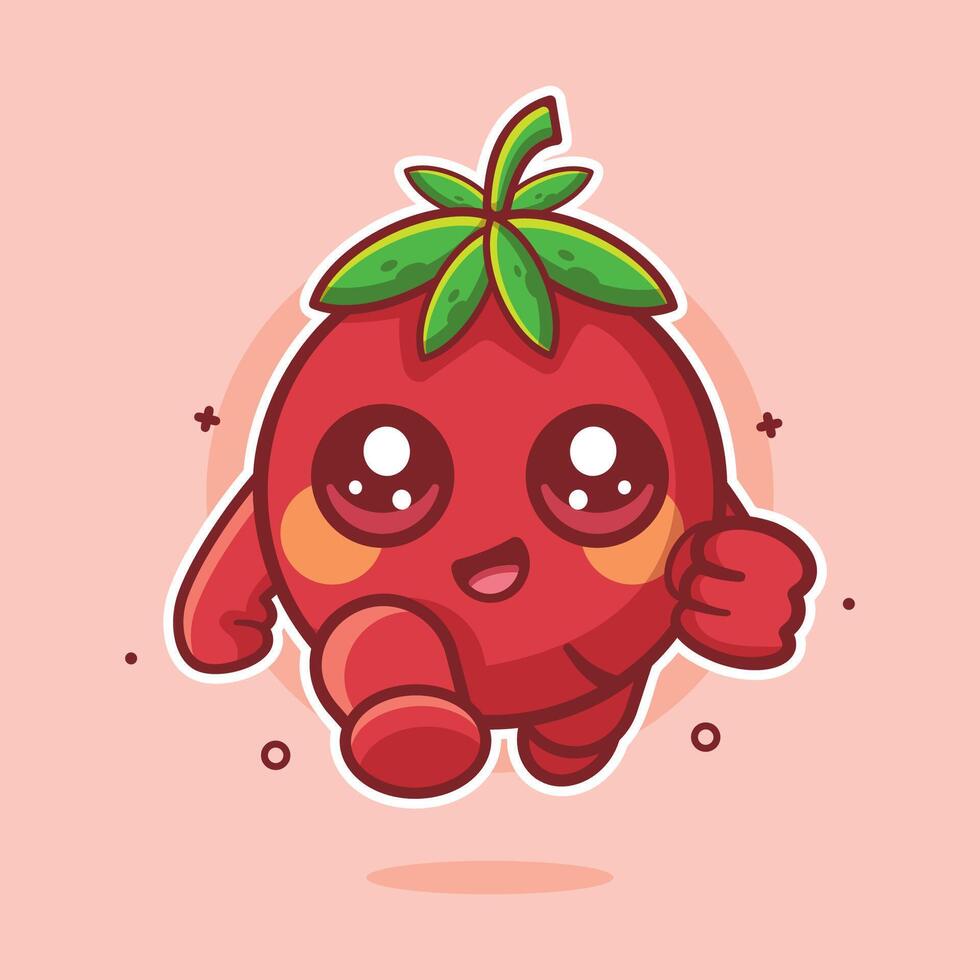 cheerful tomato character mascot running isolated cartoon in flat style design vector