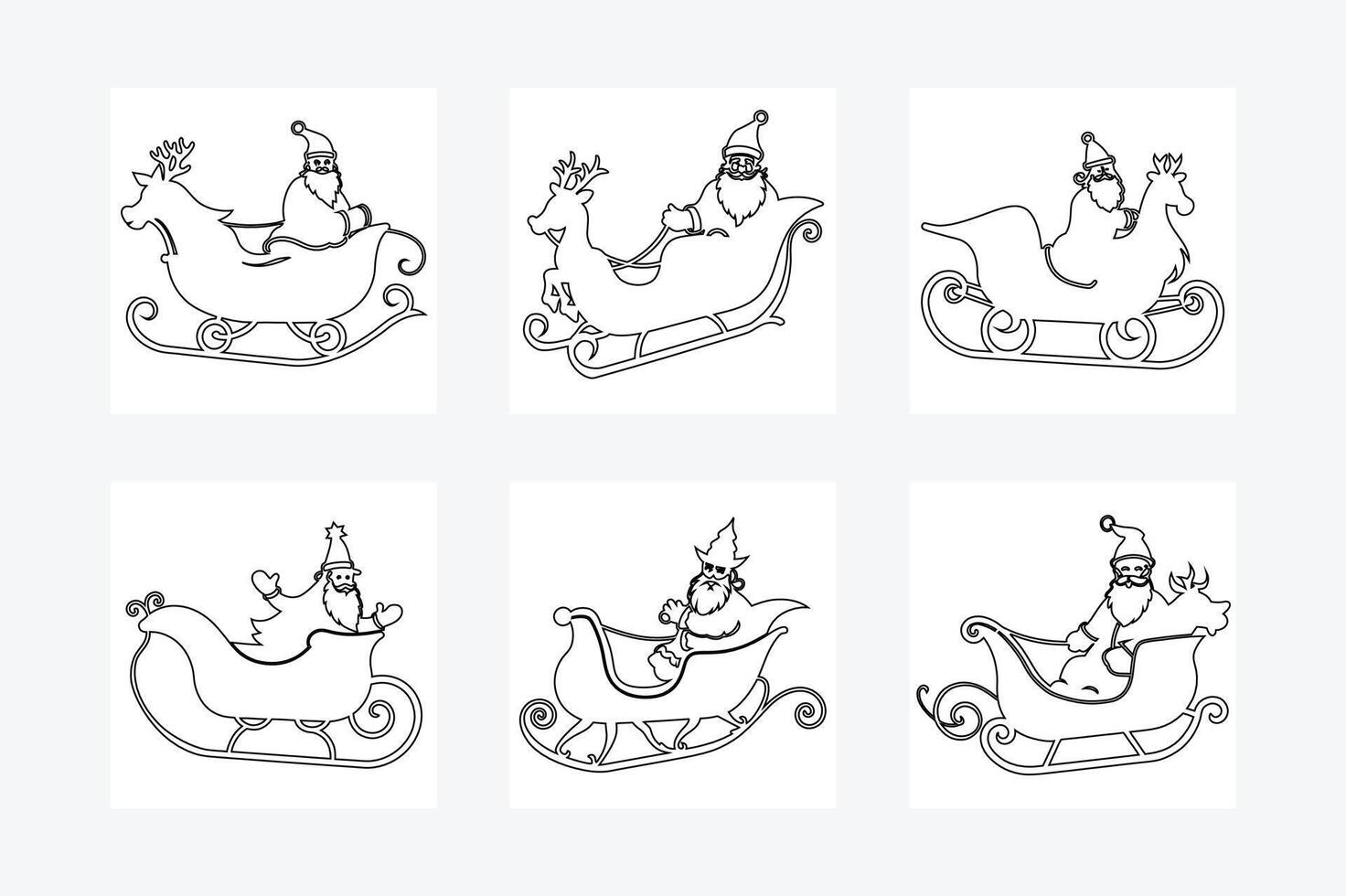 Santa Claus Single Line Art Outline Illustration Minimalist Christmas Design vector