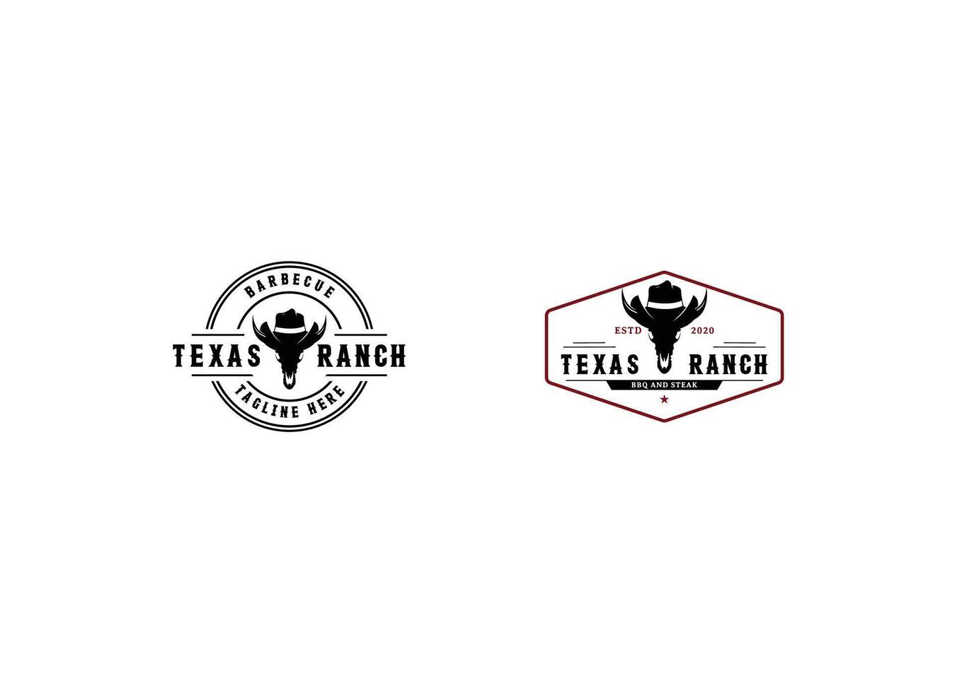 Wild ranch texas barbecue logo design vector