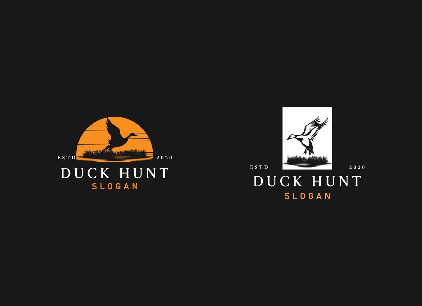 Silhouette of flying duck logo design. vector