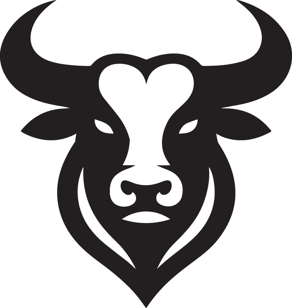 Bull head logo or icon design silhouette art illustration on a white background vector