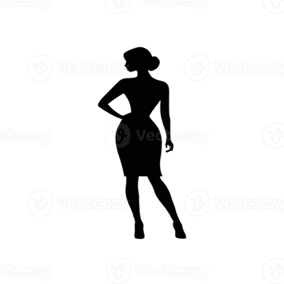 Classic Black Silhouette of a Woman in a Formal Dress Logo Isolated png