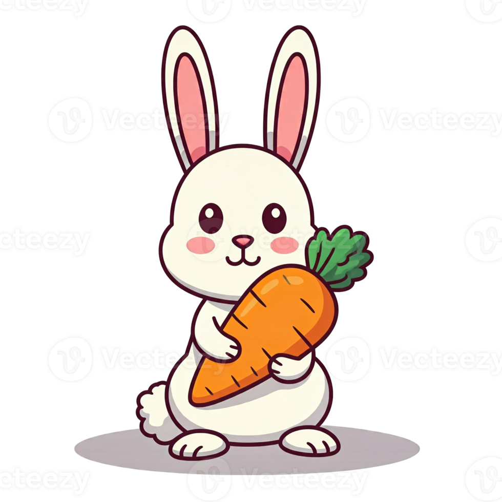 Cute rabbit holding carrot png