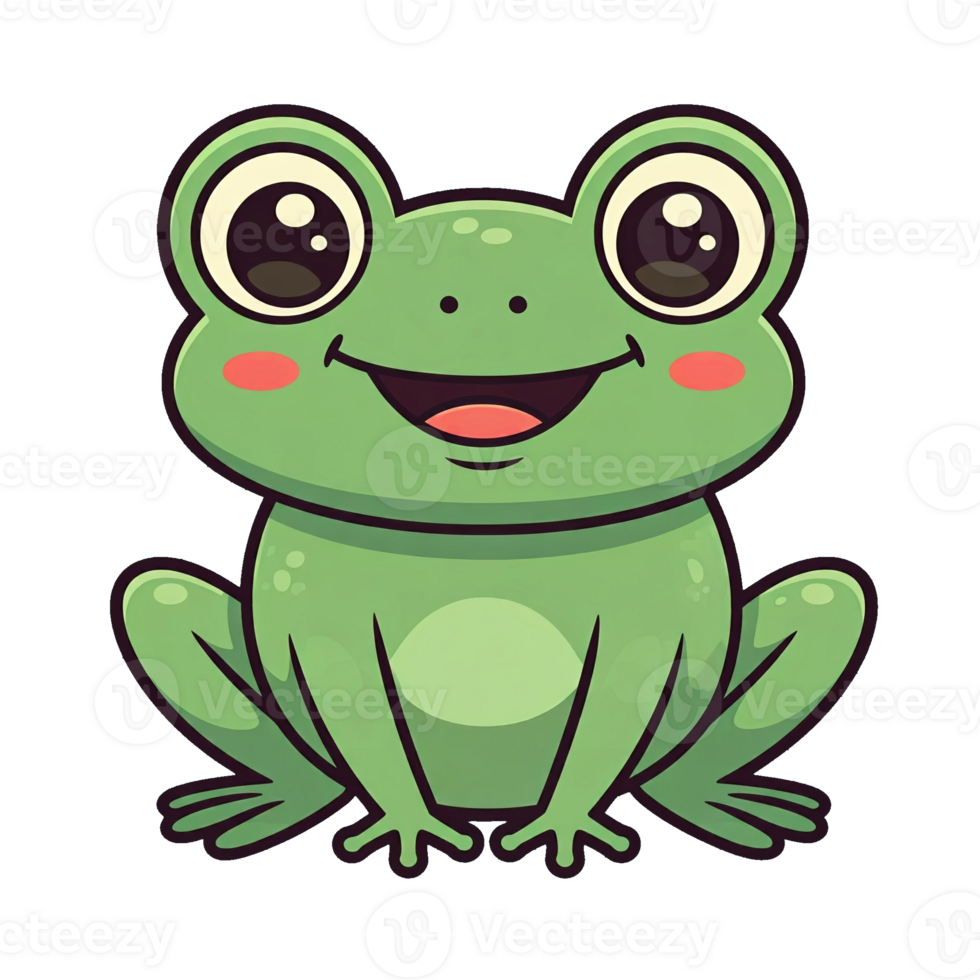 A cartoon frog with big eyes and a smile png