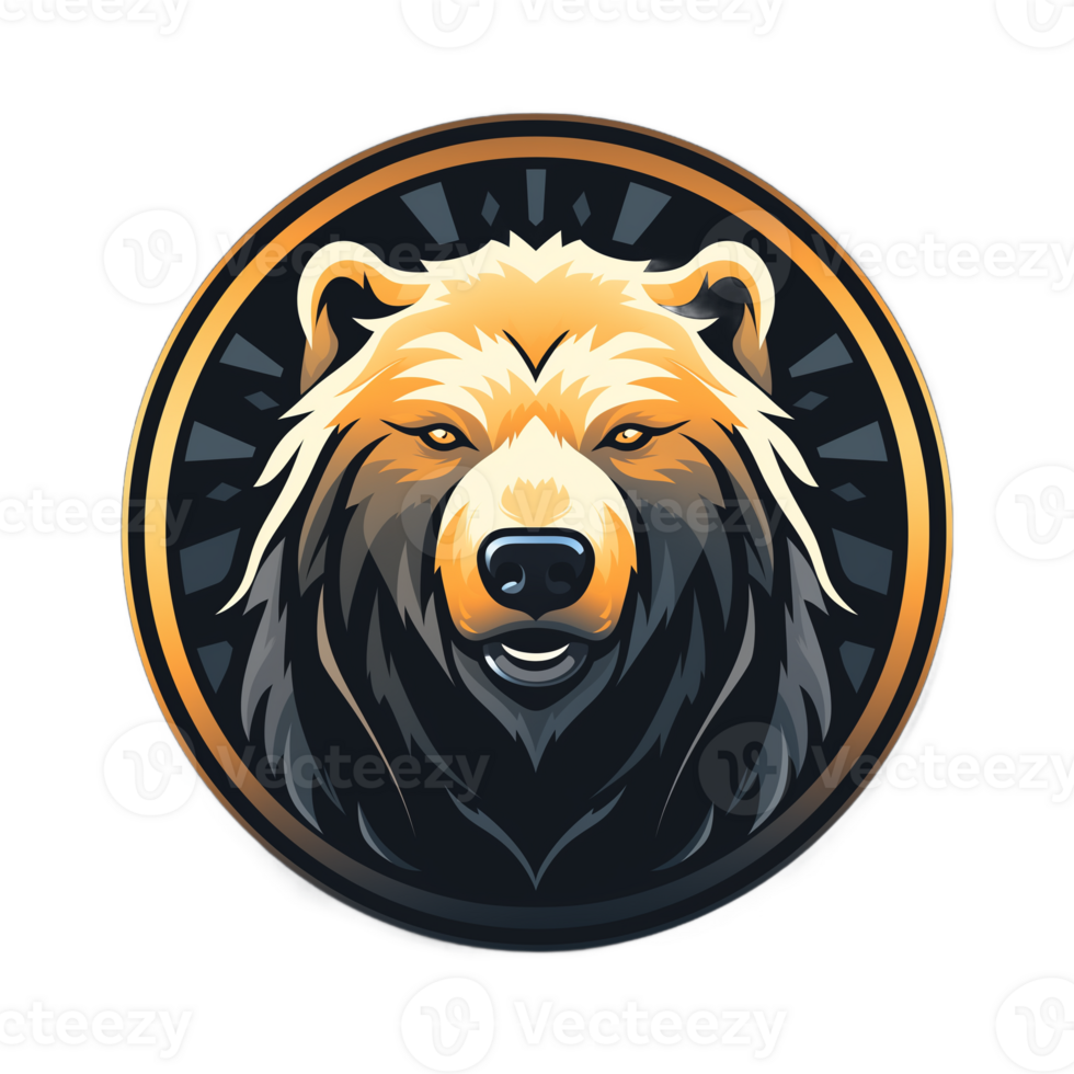A Bear Head in a Circle With a Black Background Logo Design Isolated png