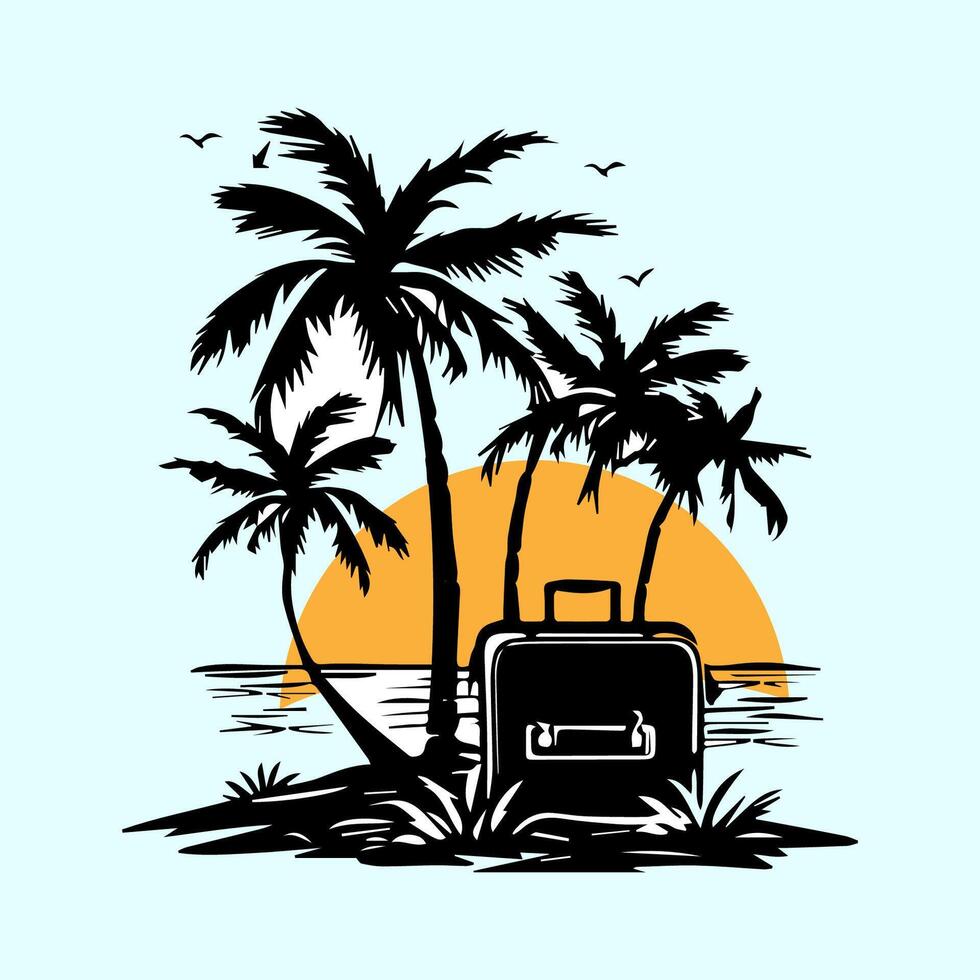 beach sun set vector