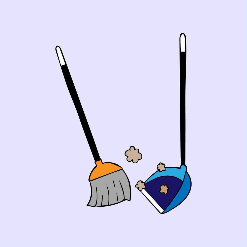 broom and rake icon vector